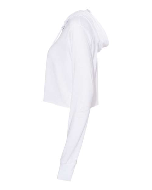 BELLA + CANVAS 8512 Women’s Triblend Crop Long Sleeve Hoodie Tee - Solid White Triblend - side