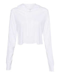 BELLA + CANVAS 8512 Women’s Triblend Crop Long Sleeve Hoodie Tee - Solid White Triblend - front