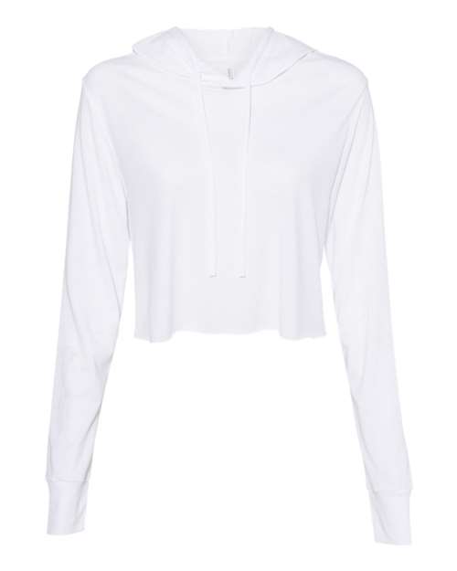 BELLA + CANVAS 8512 Women’s Triblend Crop Long Sleeve Hoodie Tee - Solid White Triblend - front