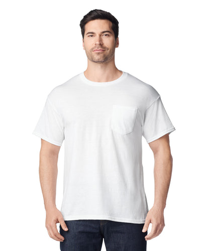 Gildan 8300 Unisex DryBlend Pocket T-Shirt - White - model front