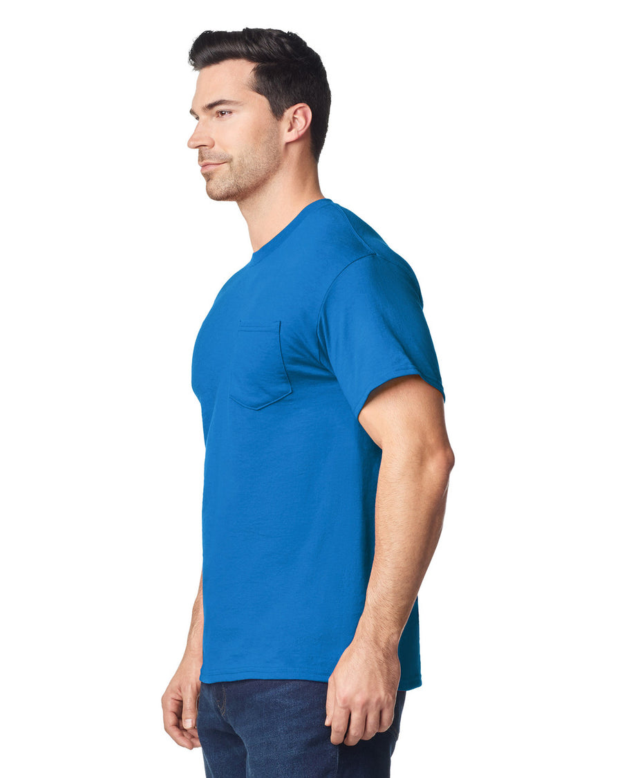 Gildan 8300 Unisex DryBlend Pocket T-Shirt - Royal - model side