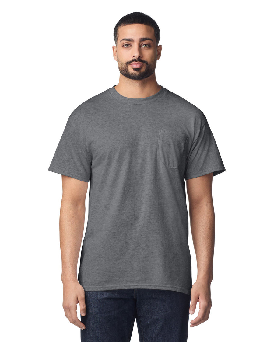 Gildan 8300 Unisex DryBlend Pocket T-Shirt - Graphite Heather - model front