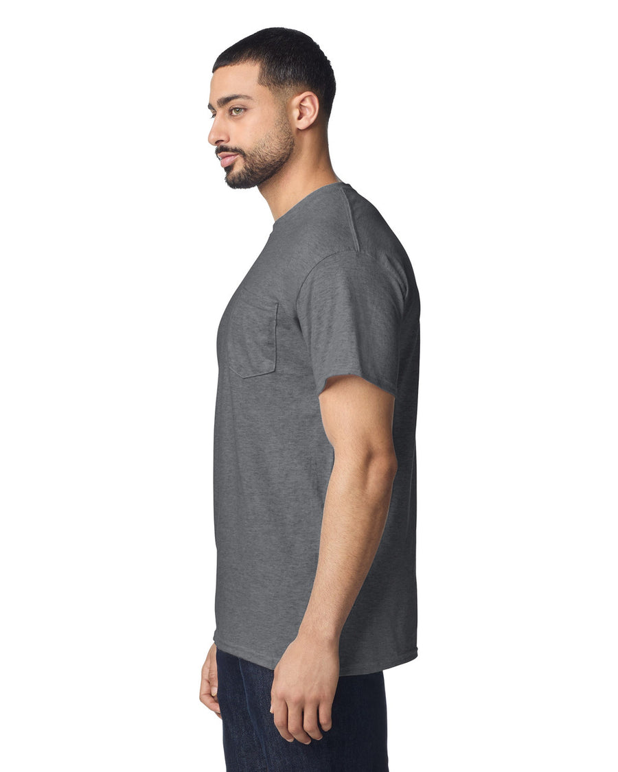 Gildan 8300 Unisex DryBlend Pocket T-Shirt - Graphite Heather - model side