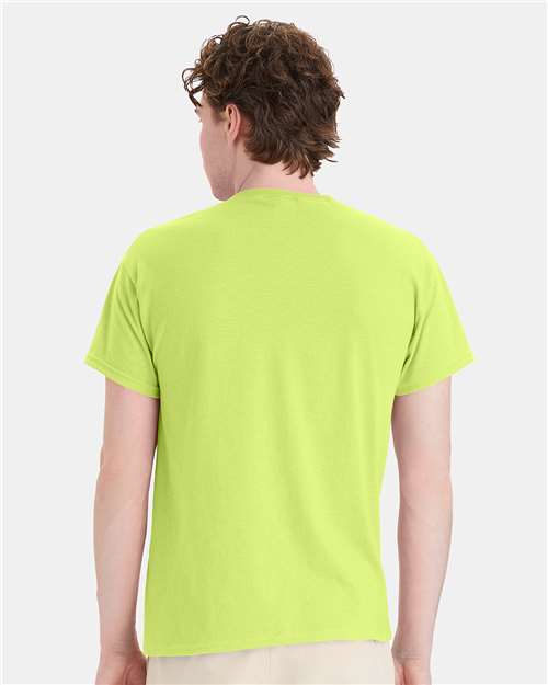 Hanes 5170 Unisex EcoSmart T-Shirt - Safety Green - model back