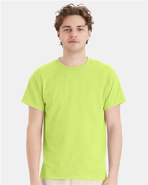 Hanes 5170 Unisex EcoSmart T-Shirt - Safety Green - model front