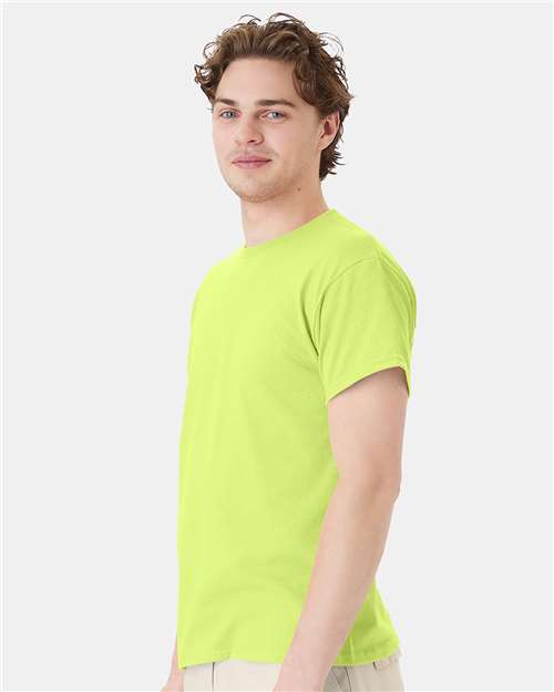 Hanes 5170 Unisex EcoSmart T-Shirt - Safety Green - model side