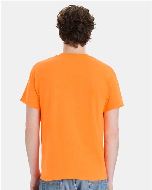 Hanes 5170 Unisex EcoSmart T-Shirt - Safety Orange - model back
