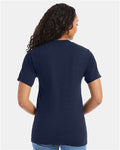 Hanes 5180 Unisex Beefy-T T-Shirt - Heather Navy - model back