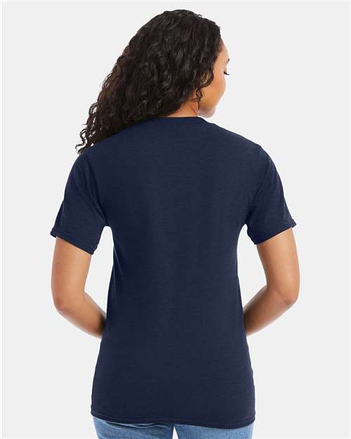 Hanes 5180 Unisex Beefy-T T-Shirt - Heather Navy - model back