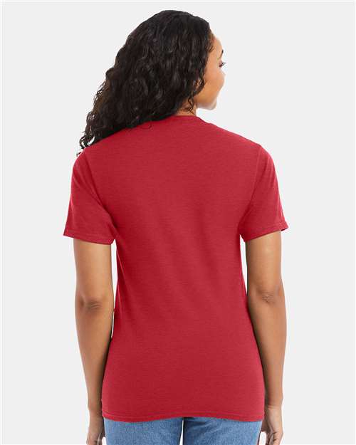 Hanes 5180 Unisex Beefy-T T-Shirt - Heather Red - model back