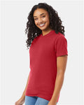 Hanes 5180 Unisex Beefy-T T-Shirt - Heather Red - model side