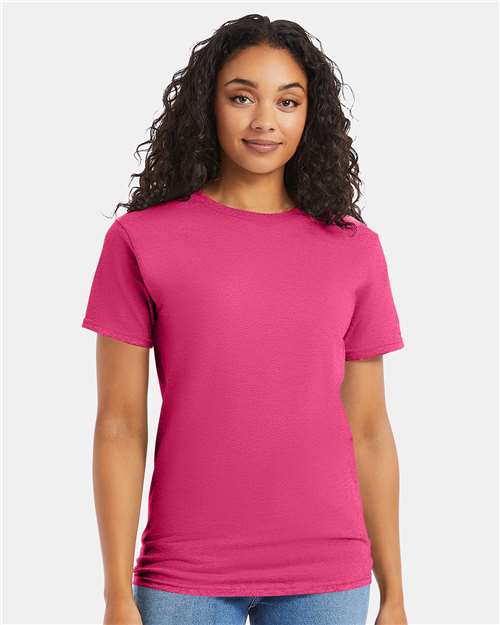 Hanes H5280 Essential-T T-Shirt - Wow Pink - model front