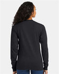Hanes 5286 Essential-T Long Sleeve T-Shirt - Charcoal Heather - model back