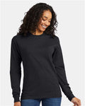Hanes 5286 Essential-T Long Sleeve T-Shirt - Charcoal Heather - model front