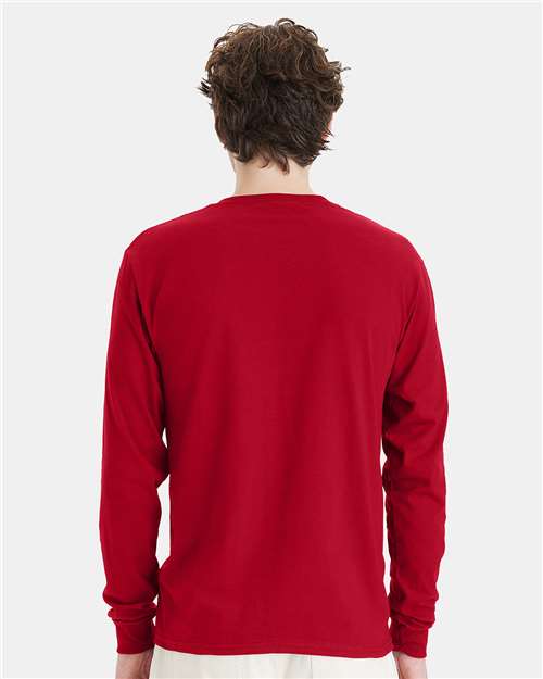 Hanes 5286 Essential-T Long Sleeve T-Shirt - Deep Red - model back