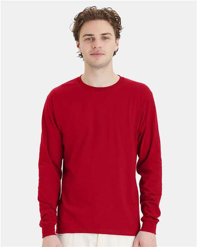 Hanes 5286 Essential-T Long Sleeve T-Shirt - Deep Red - model front