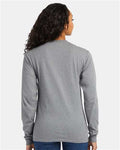 Hanes 5286 Essential-T Long Sleeve T-Shirt - Oxford Grey - model back