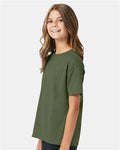 Hanes 5370 Youth EcoSmart T-Shirt - Heather Green - model side