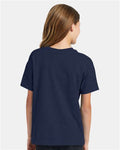Hanes 5370 Youth EcoSmart T-Shirt - Heather Navy - model back