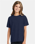 Hanes 5370 Youth EcoSmart T-Shirt - Heather Navy - model front