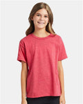 Hanes 5370 Youth EcoSmart T-Shirt - Heather Red - model front