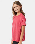 Hanes 5370 Youth EcoSmart T-Shirt - Heather Red - model side