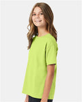 Hanes 5370 Youth EcoSmart T-Shirt - Safety Green - model side