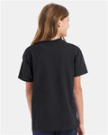 Hanes 5450 Youth Authentic T-Shirt - Charcoal Heather - model back
