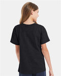 Hanes 5480 Youth Essential-T T-Shirt - Charcoal Heather - model back