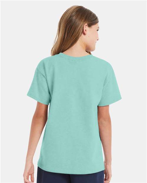 Hanes 5480 Youth Essential-T T-Shirt - Clean Mint - model back