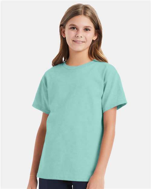 Hanes 5480 Youth Essential-T T-Shirt - Clean Mint - model front