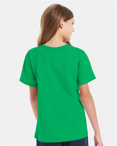 Hanes 5480 Youth Essential-T T-Shirt - Kelly Green - model back