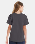 Hanes 5480 Youth Essential-T T-Shirt - Smoke Grey - model back