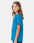 Hanes 5480 Youth Essential-T T-Shirt - Teal - model side
