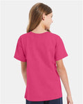 Hanes 5480 Youth Essential-T T-Shirt - Wow Pink - model back