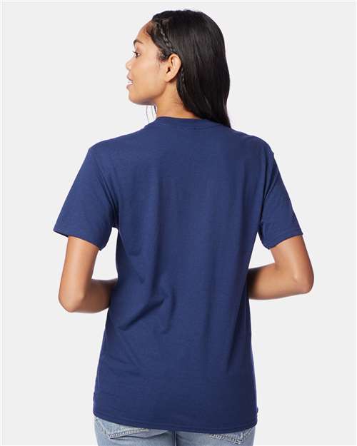 Hanes 42TB Perfect-T Triblend T-Shirt - Solid Navy Triblend - model back