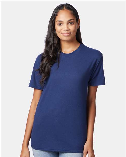 Hanes 42TB Perfect-T Triblend T-Shirt - Solid Navy Triblend - model front