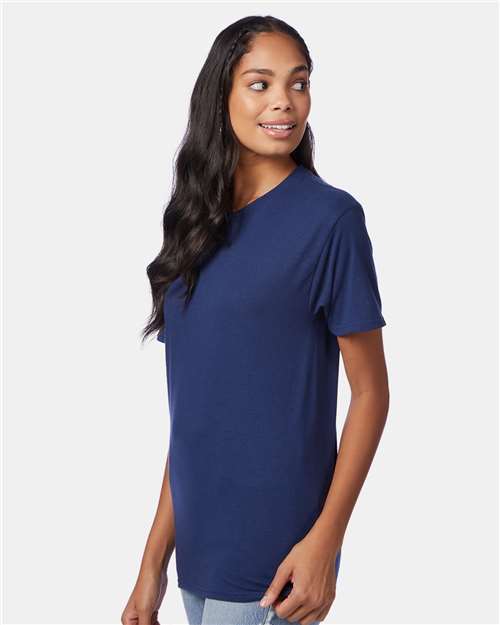 Hanes 42TB Perfect-T Triblend T-Shirt - Solid Navy Triblend - model side