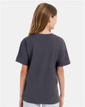 Hanes 498Y Youth Perfect-T T-Shirt - Charcoal Heather - model back