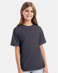 Hanes 498Y Youth Perfect-T T-Shirt - Charcoal Heather - model front