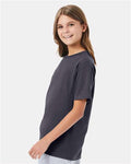 Hanes 498Y Youth Perfect-T T-Shirt - Charcoal Heather - model side