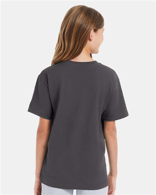 Hanes 498Y Youth Perfect-T T-Shirt - Smoke Grey - model back