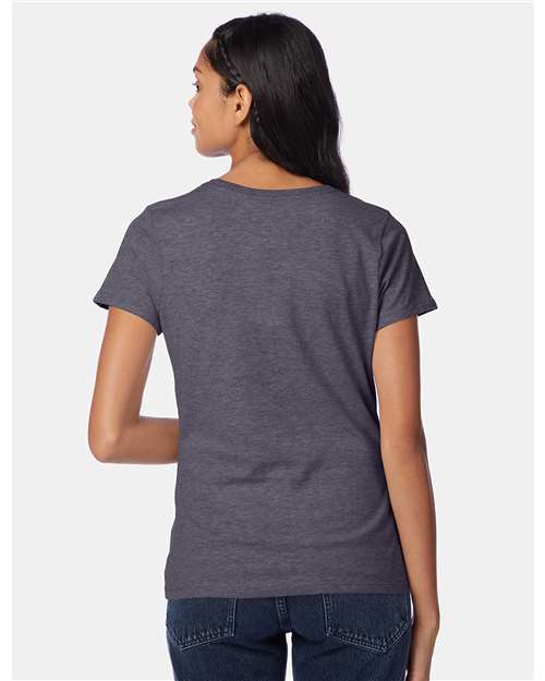 Hanes SL04 Women's Perfect-T T-Shirt - Charcoal Heather - model back