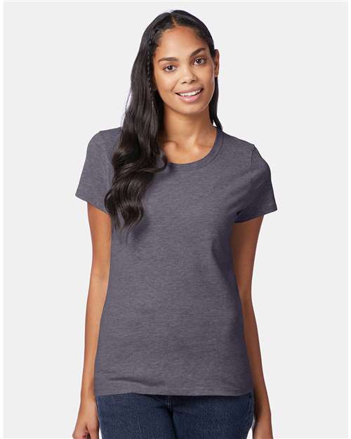 Hanes SL04 Women's Perfect-T T-Shirt - Charcoal Heather - model front