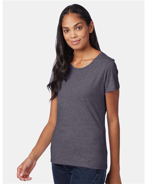 Hanes SL04 Women's Perfect-T T-Shirt - Charcoal Heather - model side