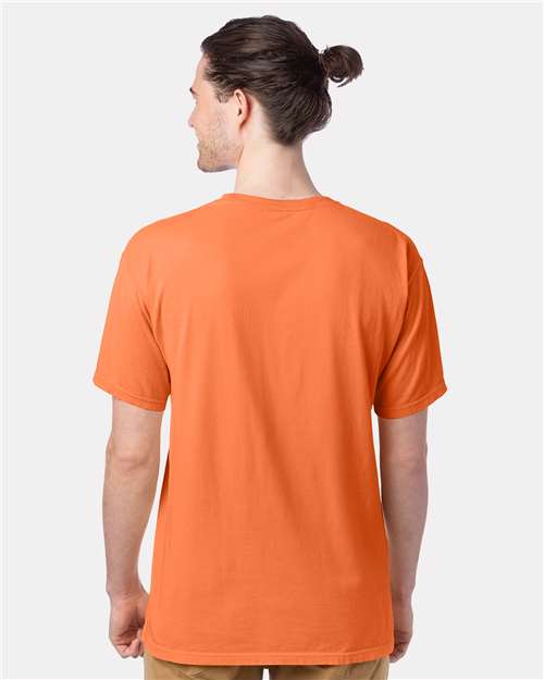 Hanes GDH100 Men's Garment-Dyed T-Shirt - Horizon Orange - model back