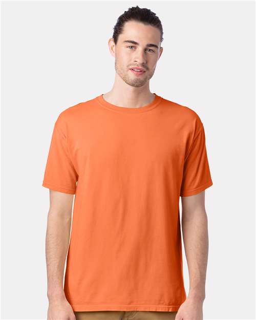 Hanes GDH100 Men's Garment-Dyed T-Shirt - Horizon Orange - model front
