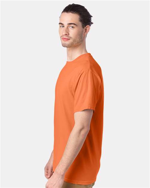 Hanes GDH100 Men's Garment-Dyed T-Shirt - Horizon Orange - model side