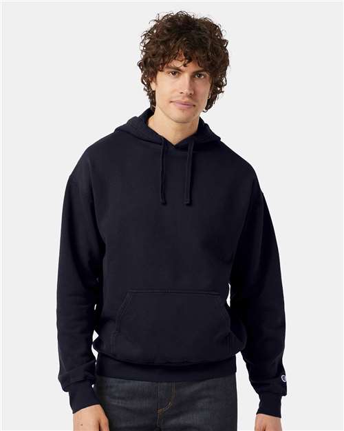 Champion CD450 Unisex Garment-Dyed Hooded Sweatshirt - Navy - model front