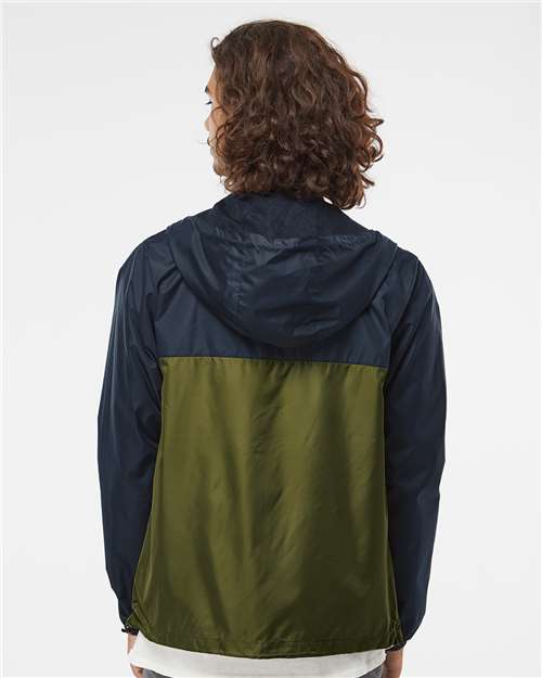 Independent Trading Co. EXP54LWZ Men's Lightweight Windbreaker Full-Zip Jacket - Classic Navy/ Army - model back